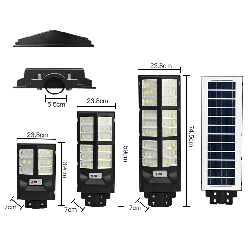 ไฟถนนพลังงานแสงอาทิตย์แบบรวม 100w 200w 300w