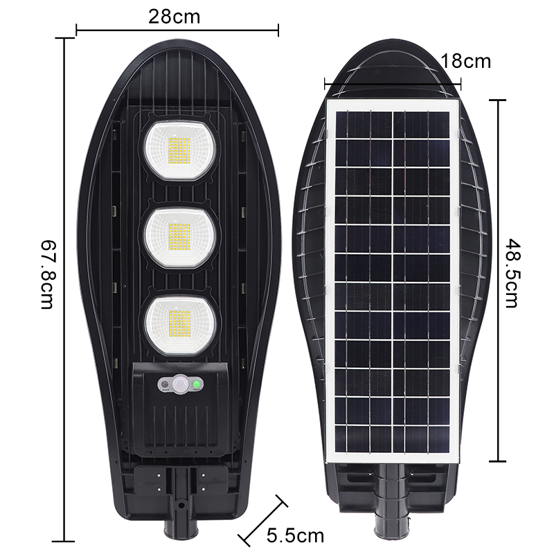 เซนเซอร์จับความเคลื่อนไหวอุตสาหกรรม 50W 100W 150W 200W ไฟถนนพลังงานแสงอาทิตย์