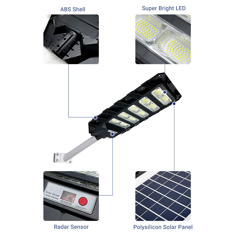 ไฟถนนทางหลวง 100W 200W 300W 400W กลางแจ้งทั้งหมดในไฟถนนพลังงานแสงอาทิตย์ Led หนึ่งเดียว