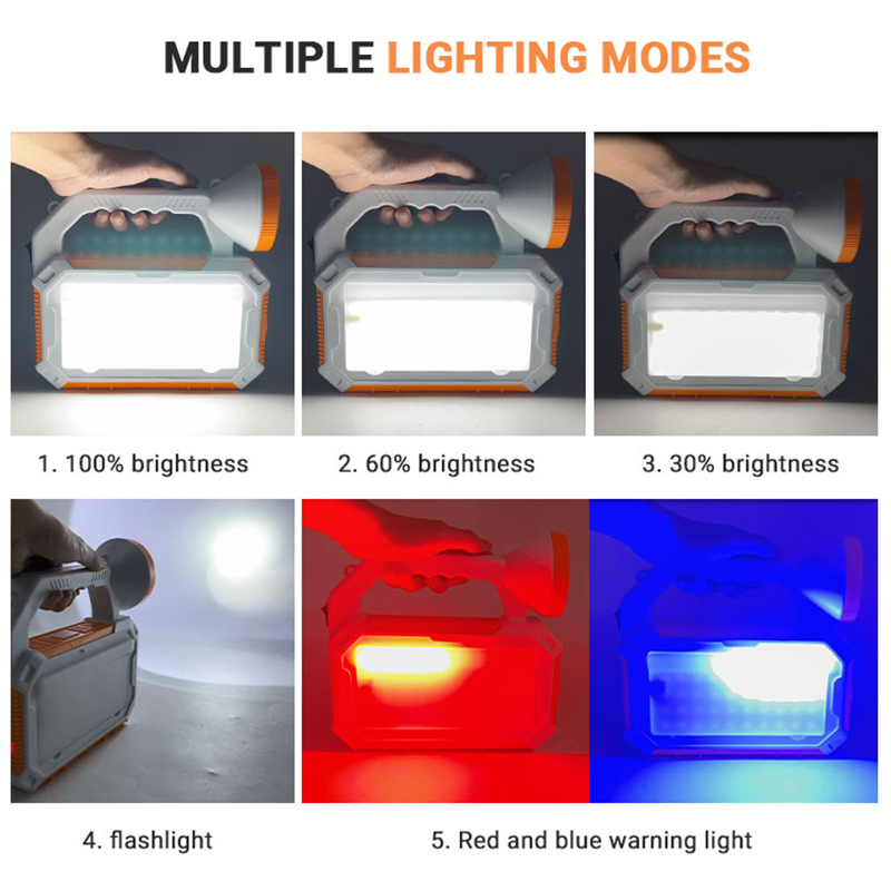 แบบพกพาไฟฉายฉุกเฉินแบบชาร์จไฟได้ USB ไฟฉายพลังงานแสงอาทิตย์สำหรับตกปลาตั้งแคมป์