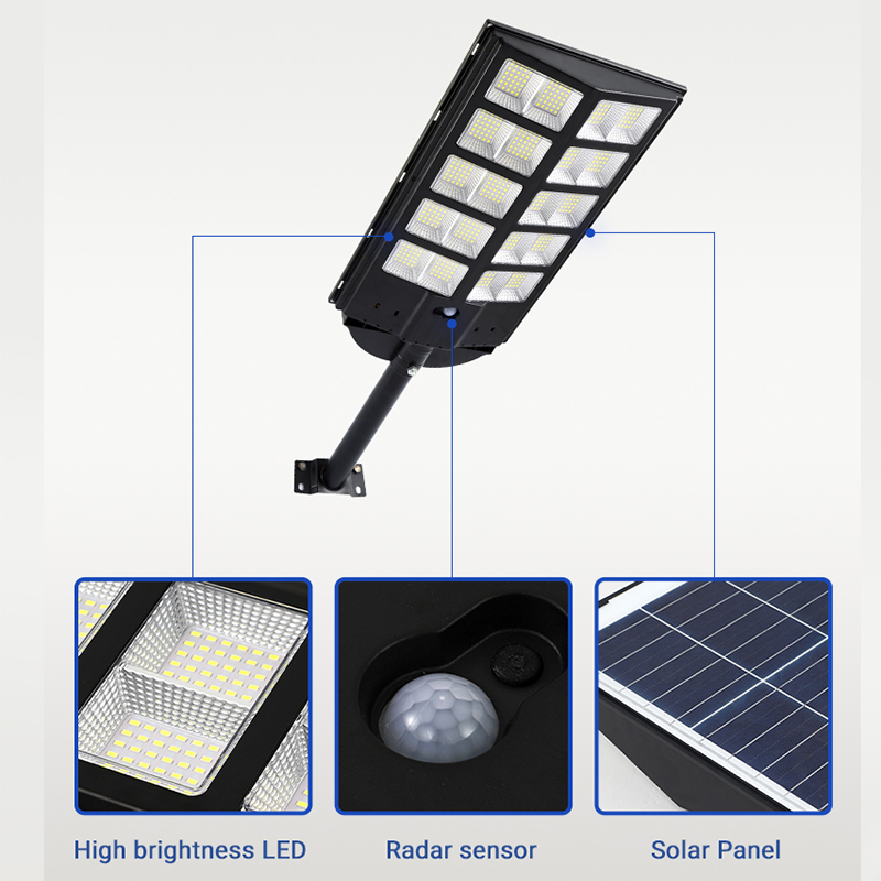 เพิ่มความปลอดภัยและความสว่าง100W 200W 300W ไฟถนนพลังงานแสงอาทิตย์